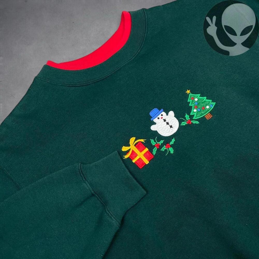 Women's XL Green Christmas Crewneck Sweater Holiday winter